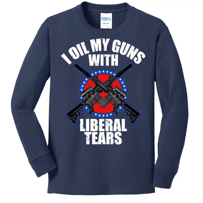 I Oil My Guns With Liberal tears Kids Long Sleeve Shirt