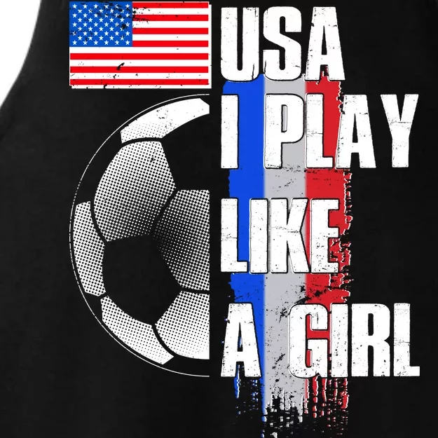 I Play Like A Girl USA Soccer Ladies Tri-Blend Wicking Tank