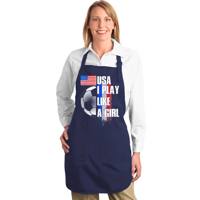 I Play Like A Girl USA Soccer Full-Length Apron With Pocket