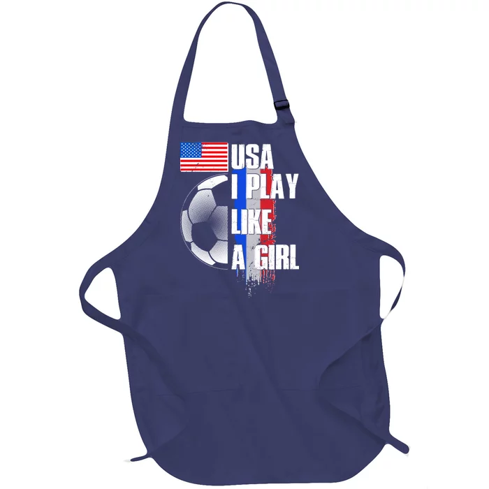 I Play Like A Girl USA Soccer Full-Length Apron With Pocket