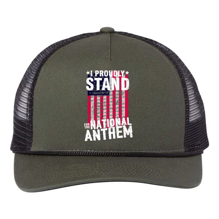 I Proudly Stand For The National Anthem Pledge Retro Rope Trucker Hat Cap