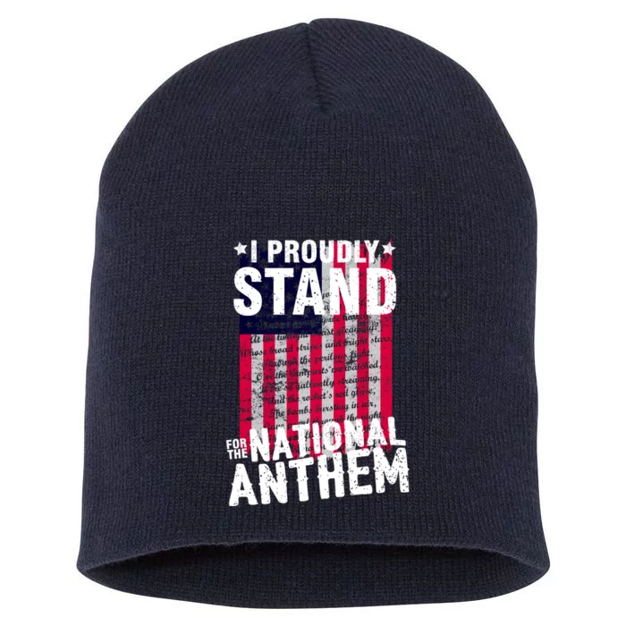 I Proudly Stand For The National Anthem Pledge Short Acrylic Beanie