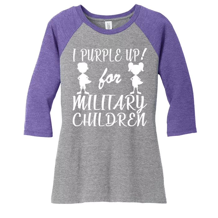 I Purple Up For Military Children Month Women's Tri-Blend 3/4-Sleeve Raglan Shirt