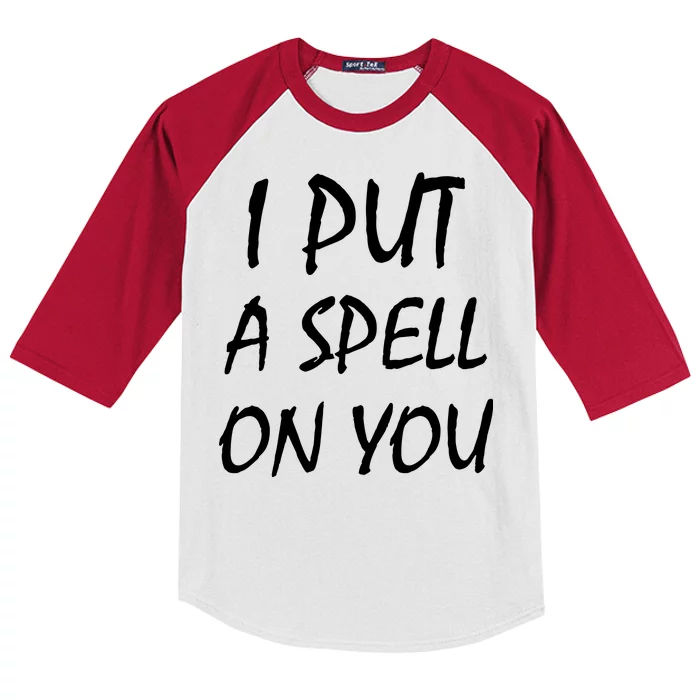 I Put A Spell On You Funny Witch Kids Colorblock Raglan Jersey