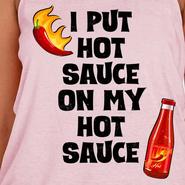 I Put Hot Sauce On My Hot Sauce Women's Knotted Racerback Tank