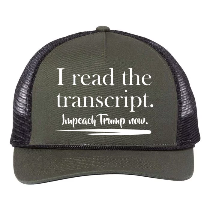 I Read The Transcript Impeach Trump Now Retro Rope Trucker Hat Cap