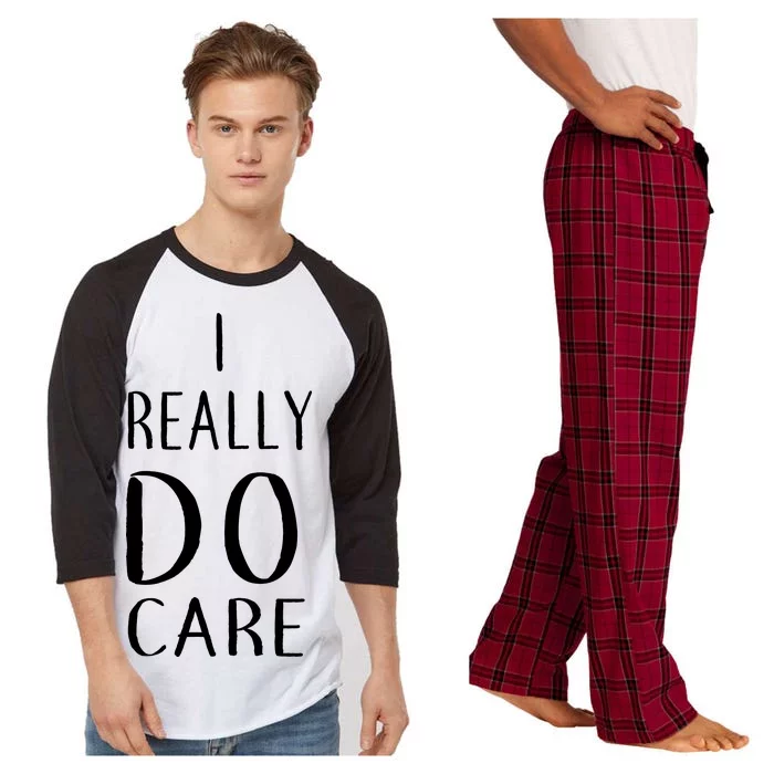 I Really Do Care Raglan Sleeve Pajama Set