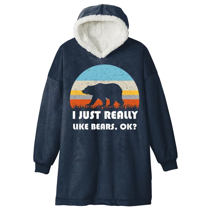 I Really Like Bears Hooded Wearable Blanket