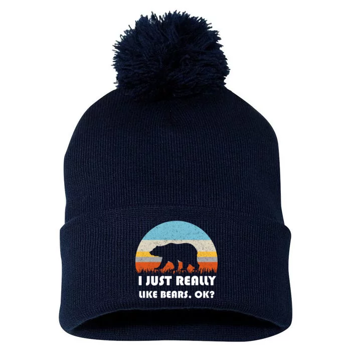 I Really Like Bears Pom Pom 12in Knit Beanie