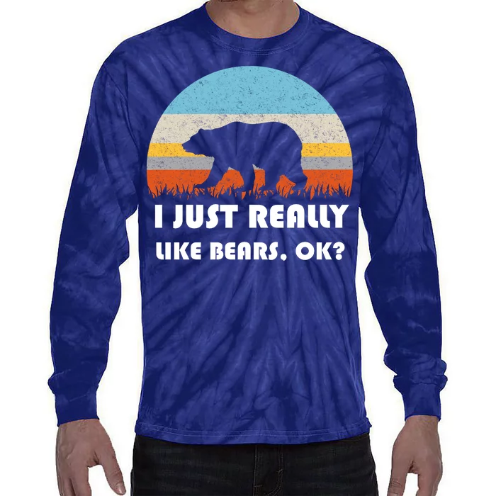 I Really Like Bears Tie-Dye Long Sleeve Shirt