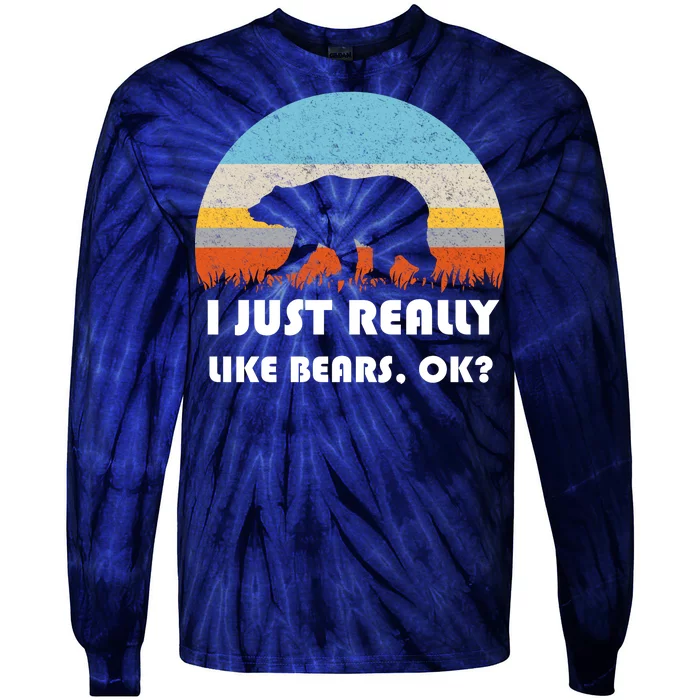 I Really Like Bears Tie-Dye Long Sleeve Shirt