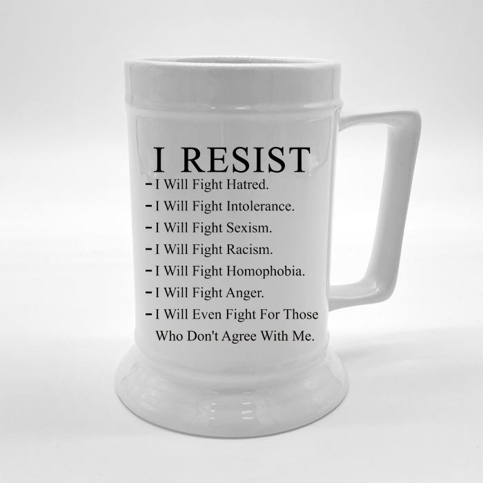 I Resist. I Will Fight. The Resistance Anti Trump Front & Back Beer Stein