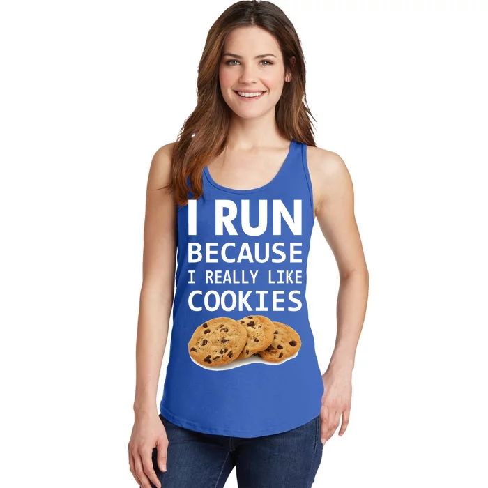 I Run Because I Really Like Cookies Ladies Essential Tank