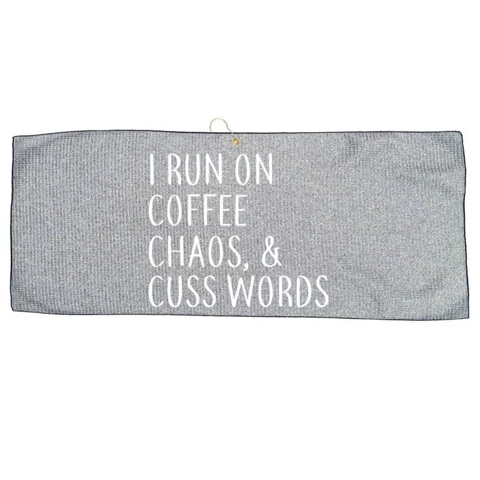 I Run On Coffee Chaos, & Cuss Words Large Microfiber Waffle Golf Towel