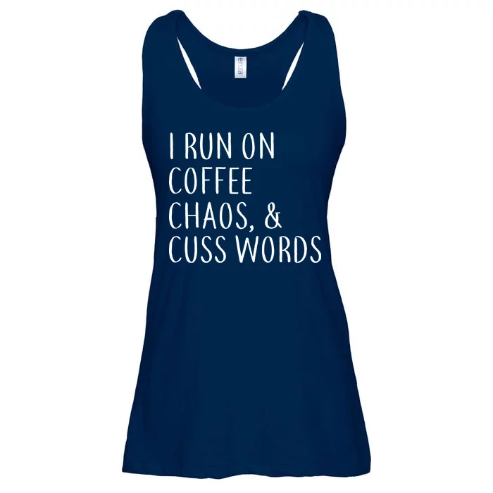 I Run On Coffee Chaos, & Cuss Words Ladies Essential Flowy Tank