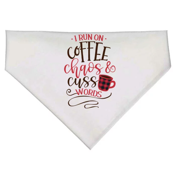 I Run On Coffee Chaos And Cuss Words USA-Made Doggie Bandana