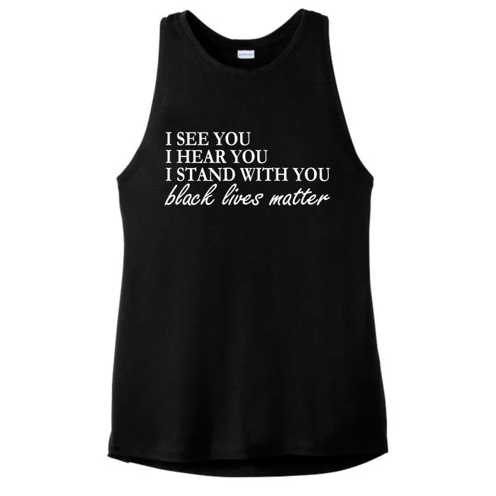 I See Hear Stand With You Black Lives Matter Ladies Tri-Blend Wicking Tank