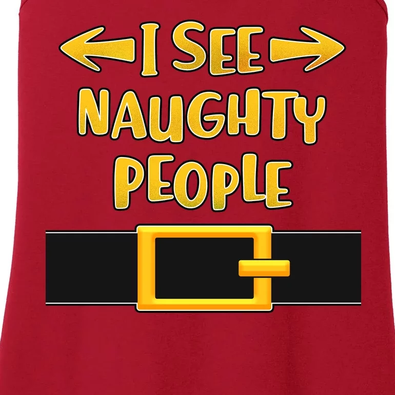 I See Naughty People Santa Or Elf Top Costume Ladies Essential Tank