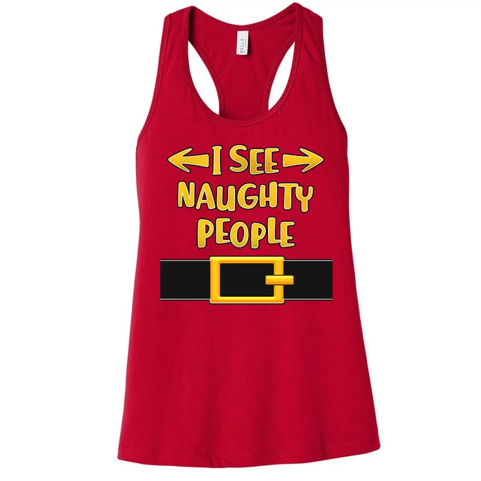 I See Naughty People Santa Or Elf Top Costume Women's Racerback Tank