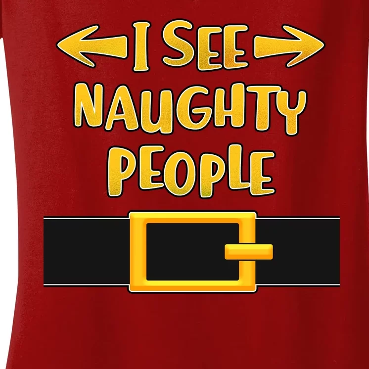 I See Naughty People Santa Or Elf Top Costume Women's V-Neck T-Shirt