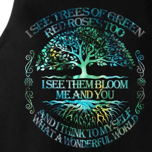 I See Trees Of Green Red Roses Too Hippie Ladies Tri-Blend Wicking Tank