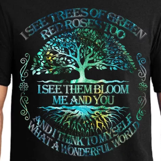 I See Trees Of Green Red Roses Too Hippie Pajama Set