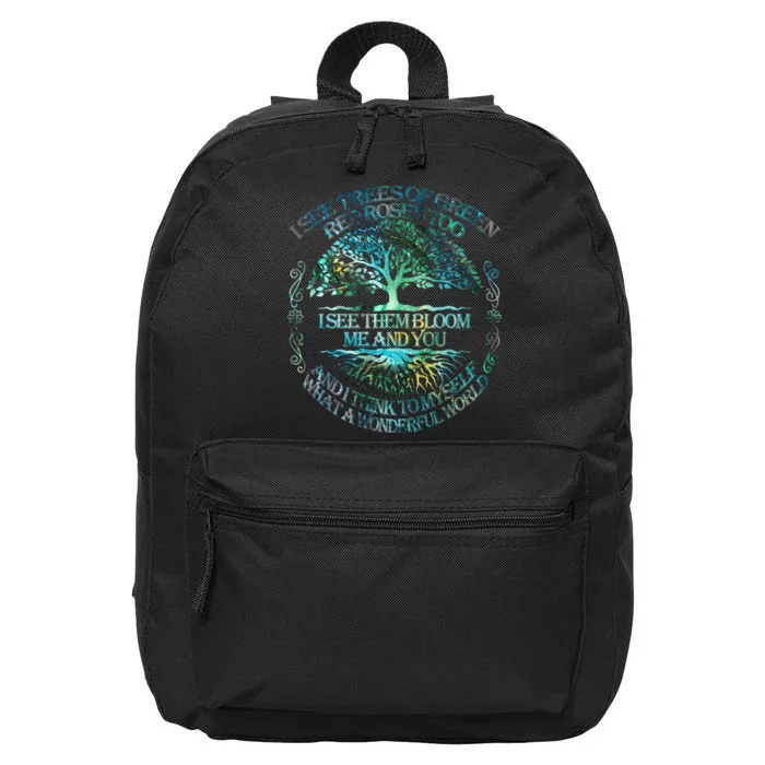 I See Trees Of Green Red Roses Too Hippie 16 in Basic Backpack