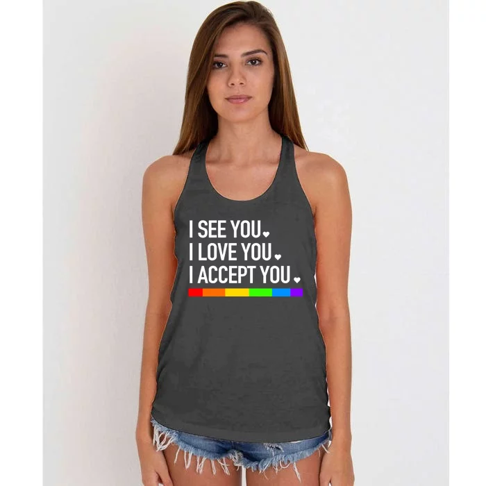 I See You I Love You I Accept You Women's Knotted Racerback Tank