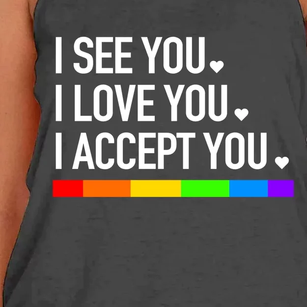 I See You I Love You I Accept You Women's Knotted Racerback Tank