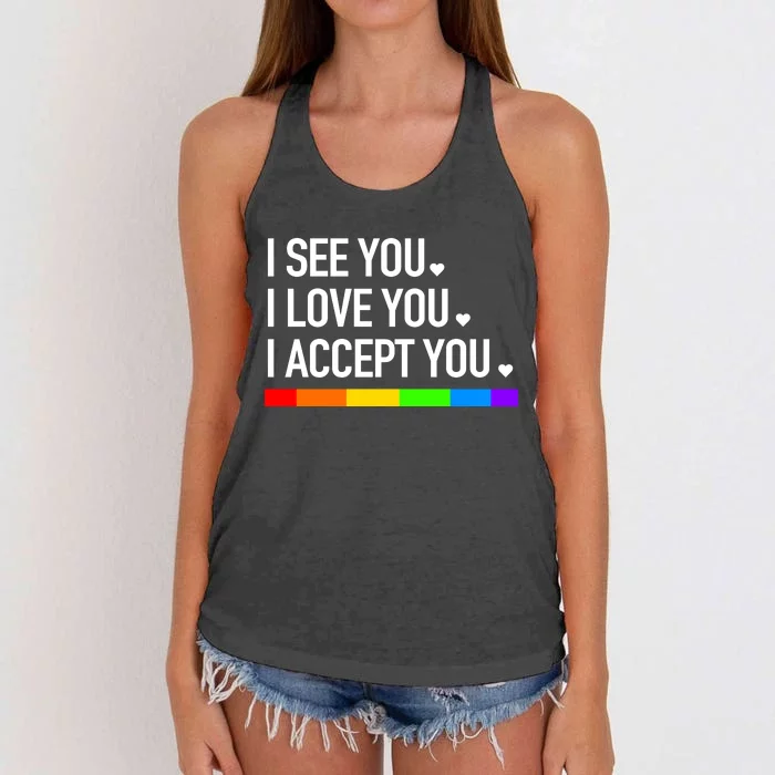 I See You I Love You I Accept You Women's Knotted Racerback Tank