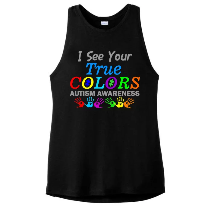 I See Your True Colors Autism Awareness Ladies Tri-Blend Wicking Tank