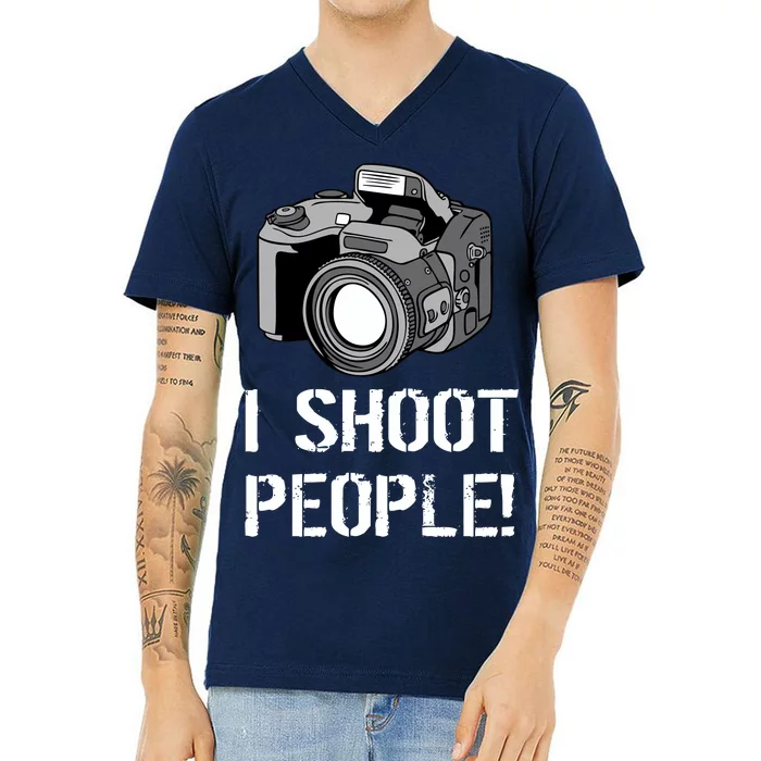 I Shoot People (Camera) V-Neck T-Shirt