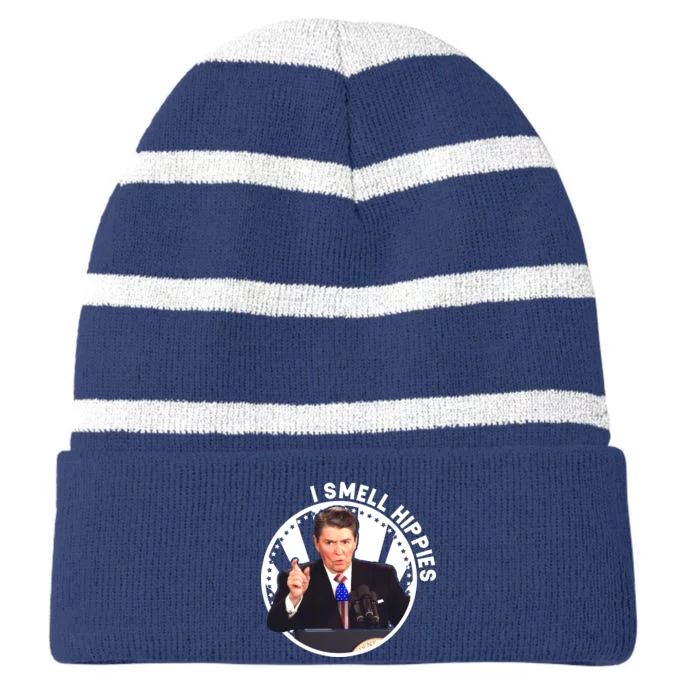 I Smell Hippies Reagan Striped Beanie with Solid Band