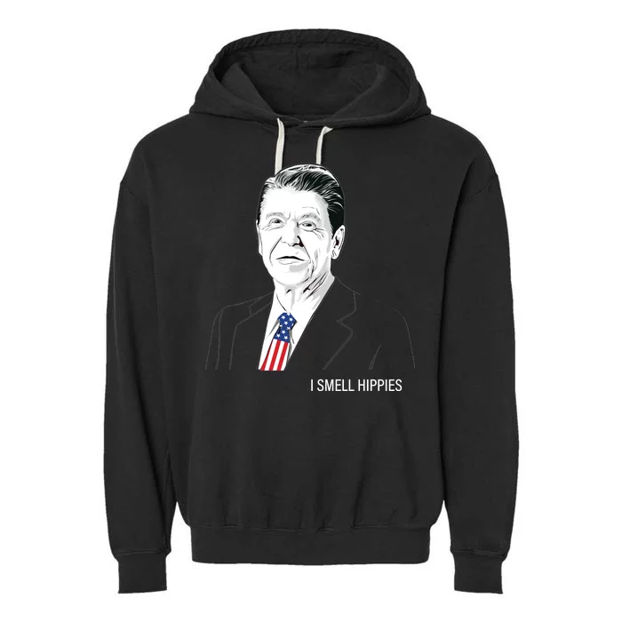 I Smell Hippies Ronald Reagan Garment-Dyed Fleece Hoodie