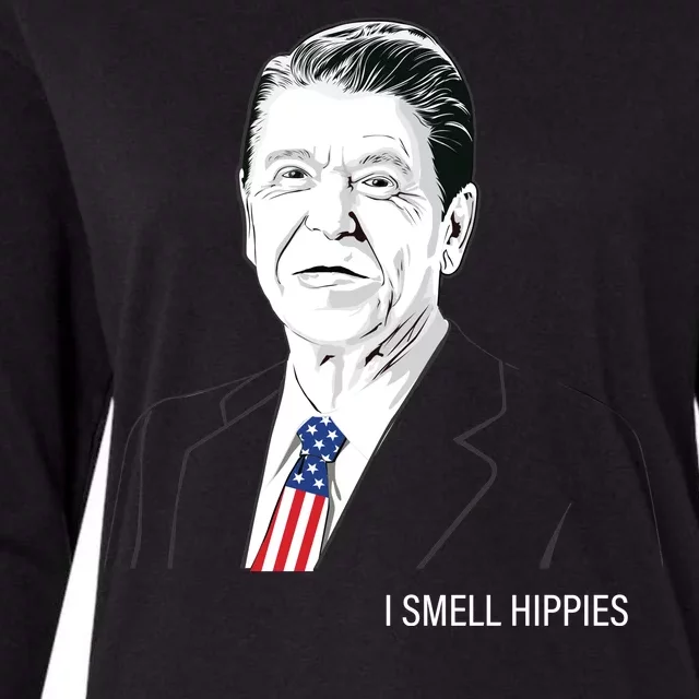 I Smell Hippies Ronald Reagan Womens Cotton Relaxed Long Sleeve T-Shirt