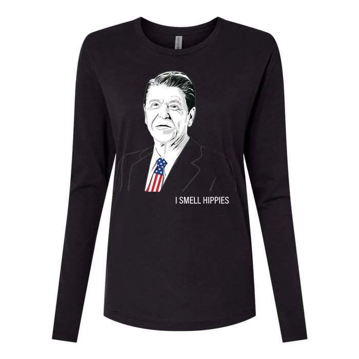 I Smell Hippies Ronald Reagan Womens Cotton Relaxed Long Sleeve T-Shirt