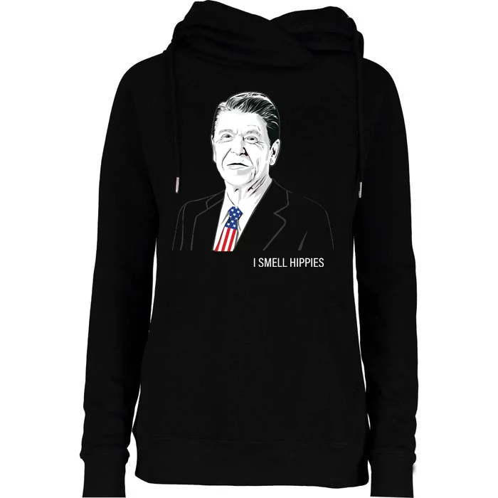 I Smell Hippies Ronald Reagan Womens Funnel Neck Pullover Hood