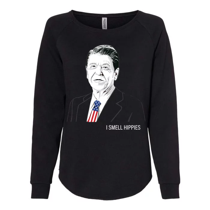 I Smell Hippies Ronald Reagan Womens California Wash Sweatshirt