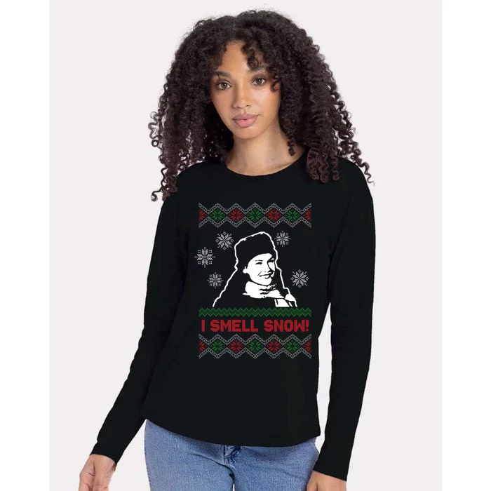 I Smell Snow Ugly Christmas Funny Womens Cotton Relaxed Long Sleeve T-Shirt