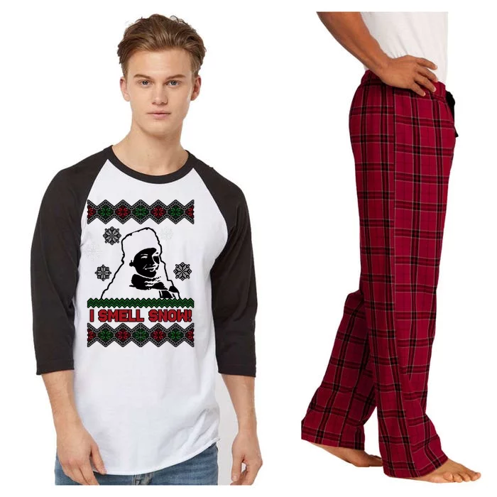 I Smell Snow Ugly Christmas Funny Raglan Sleeve Pajama Set