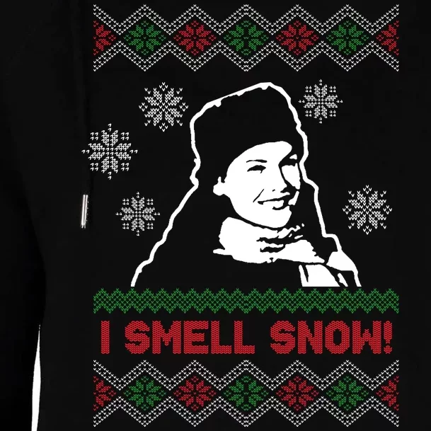 I Smell Snow Ugly Christmas Funny Womens Funnel Neck Pullover Hood