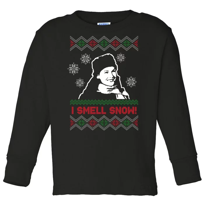 I Smell Snow Ugly Christmas Funny Toddler Long Sleeve Shirt