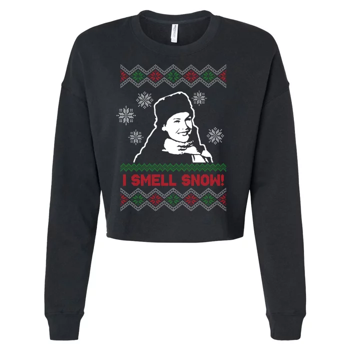 I Smell Snow Ugly Christmas Funny Cropped Pullover Crew