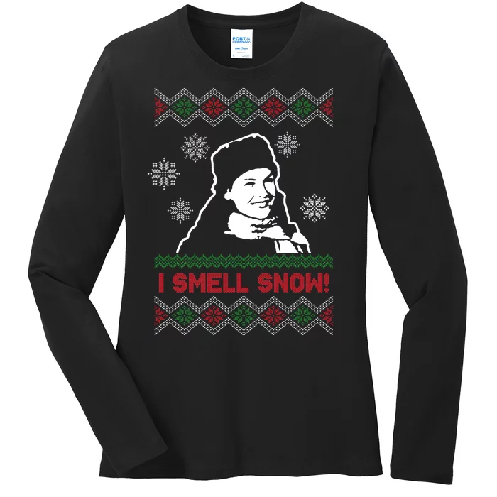 I Smell Snow Ugly Christmas Funny Ladies Long Sleeve Shirt