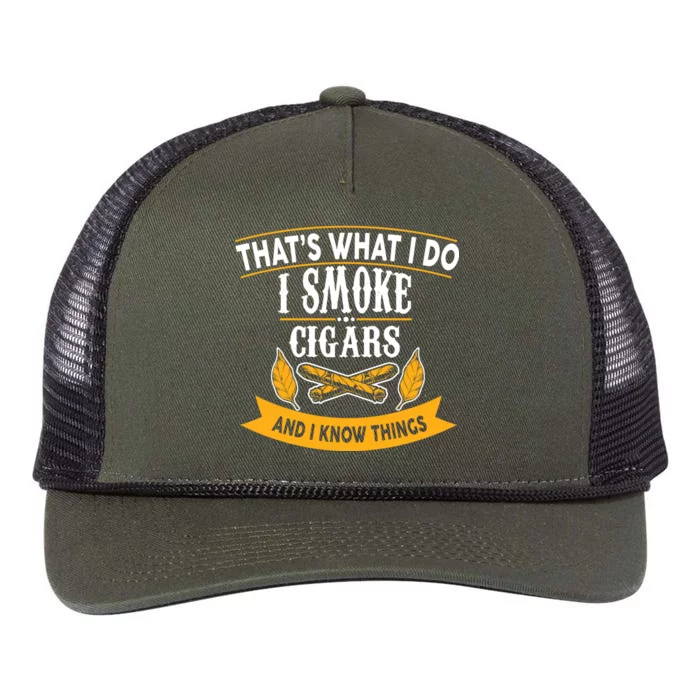 I Smoke Cigars And Know Thing Funny Retro Rope Trucker Hat Cap