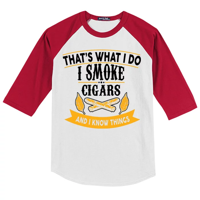 I Smoke Cigars And Know Thing Funny Kids Colorblock Raglan Jersey