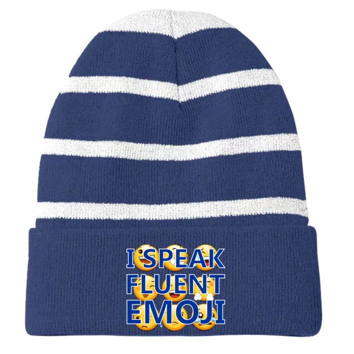 I Speak Fluent Emoji Striped Beanie with Solid Band