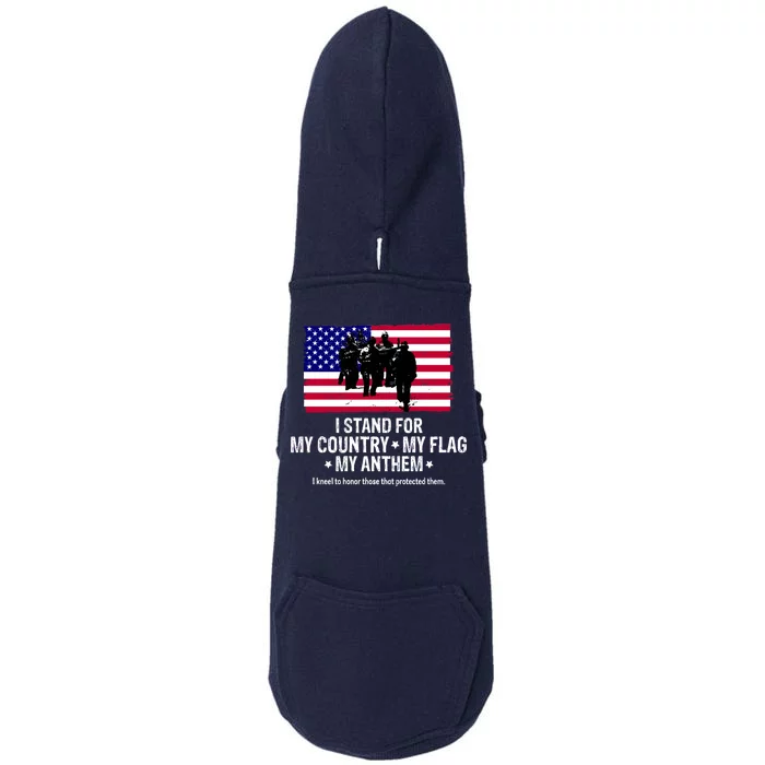 I Stand For My Country Flag My Anthem Doggie 3-End Fleece Hoodie