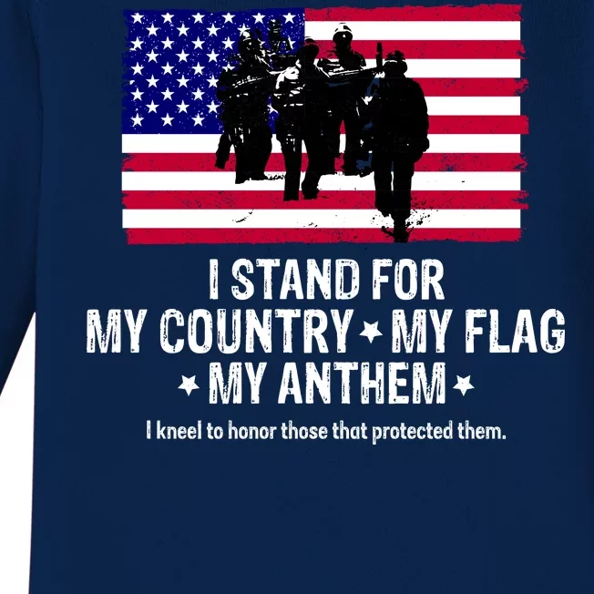 I Stand For My Country Flag My Anthem Baby Long Sleeve Bodysuit