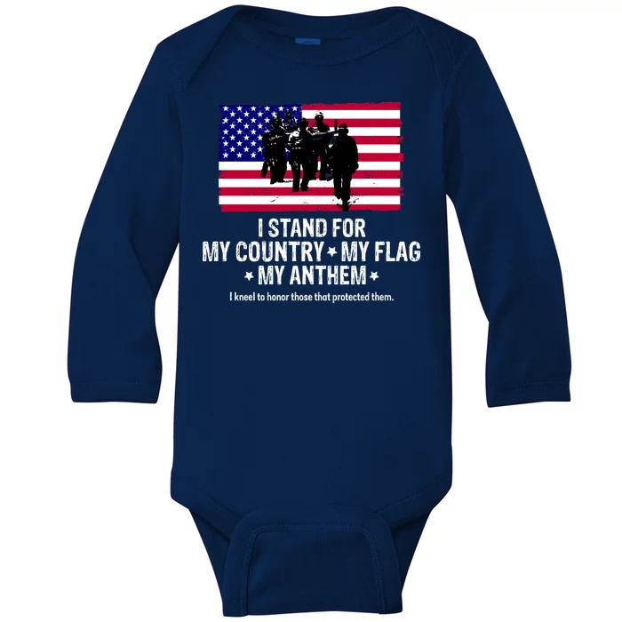 I Stand For My Country Flag My Anthem Baby Long Sleeve Bodysuit